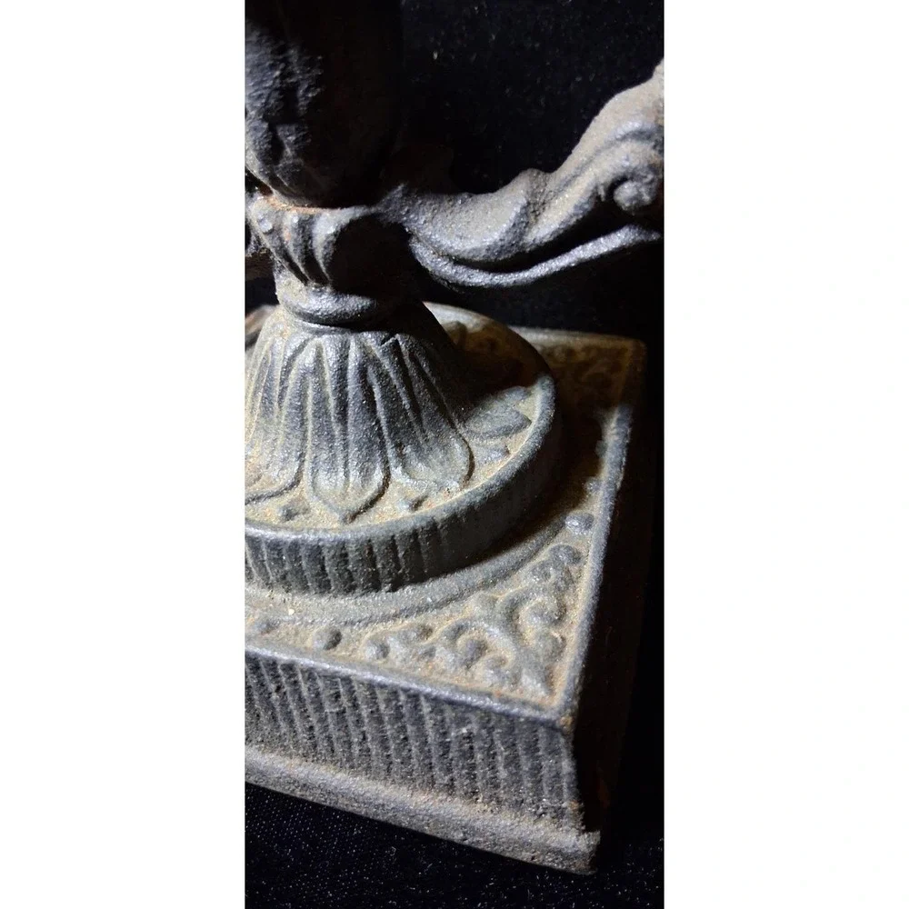 Vintage Wilton Ornate Black Cast Iron Taper Candle Holder Made In USA